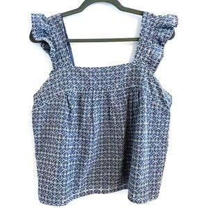 Gap Women’s Medium Sleeveless Embroidered Boxy Blouse Top